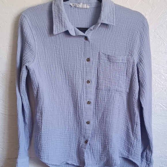 Hippie Rose Tops - Hippie Rose Periwinkle Blue Casual Button Down Shirt.  Beautiful Textured Weave
